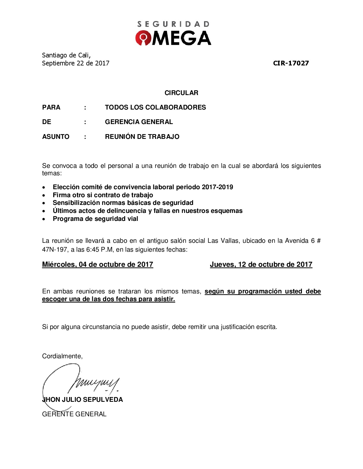 Seguridad Omega - Boletín de Seguridad Octubre 2016