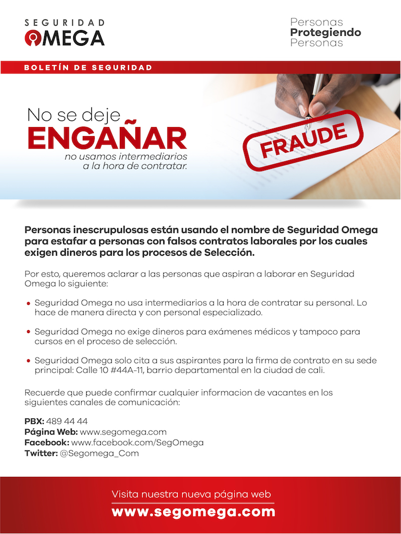 No se deje engañar, no usamos intermediarios para contratar.