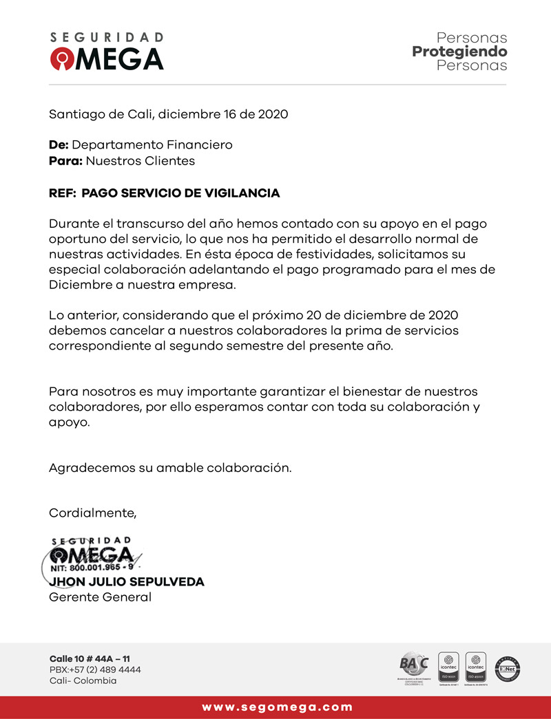 Pago servicio de vigilancia