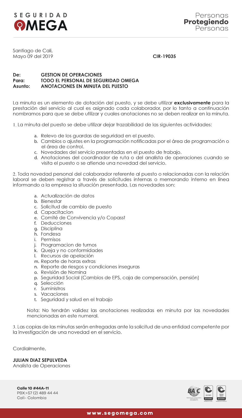 ANOTACIONES EN LA MINUTA