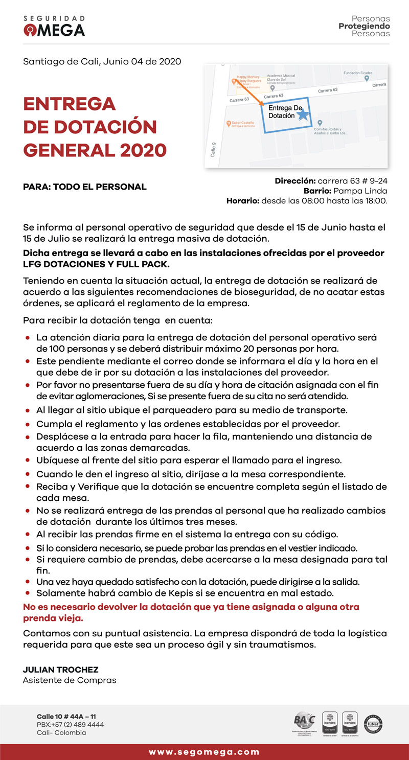 Entrega de dotación general 2020