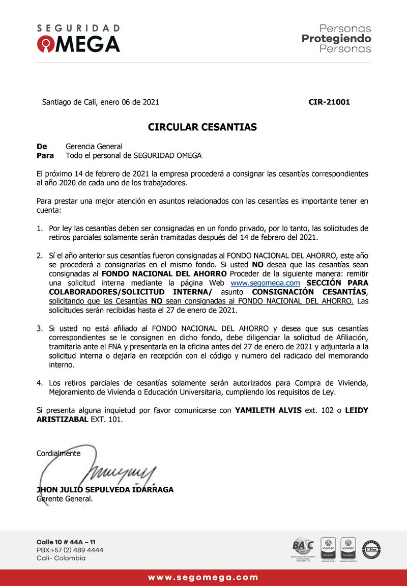 ⚠️ Circular Cesantías