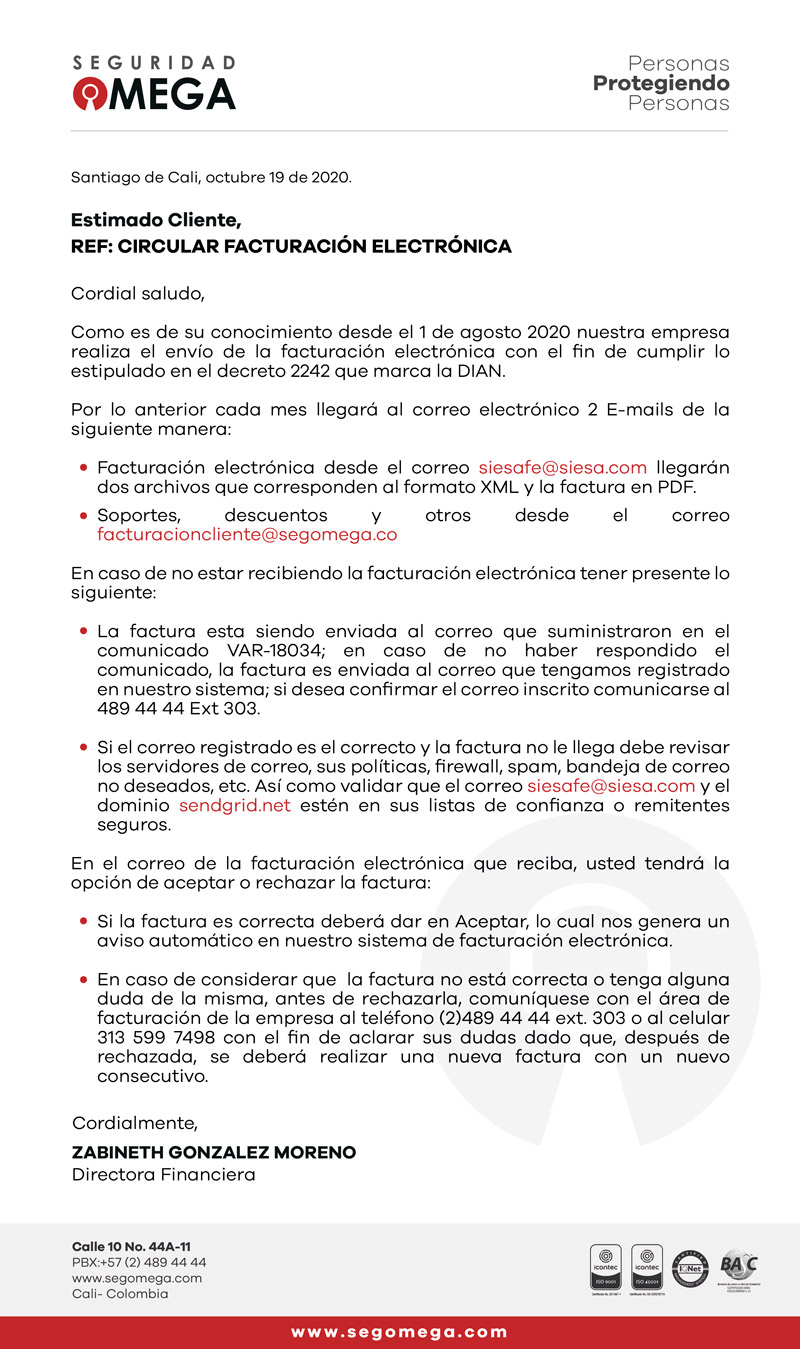 Circular facturación electrónica 