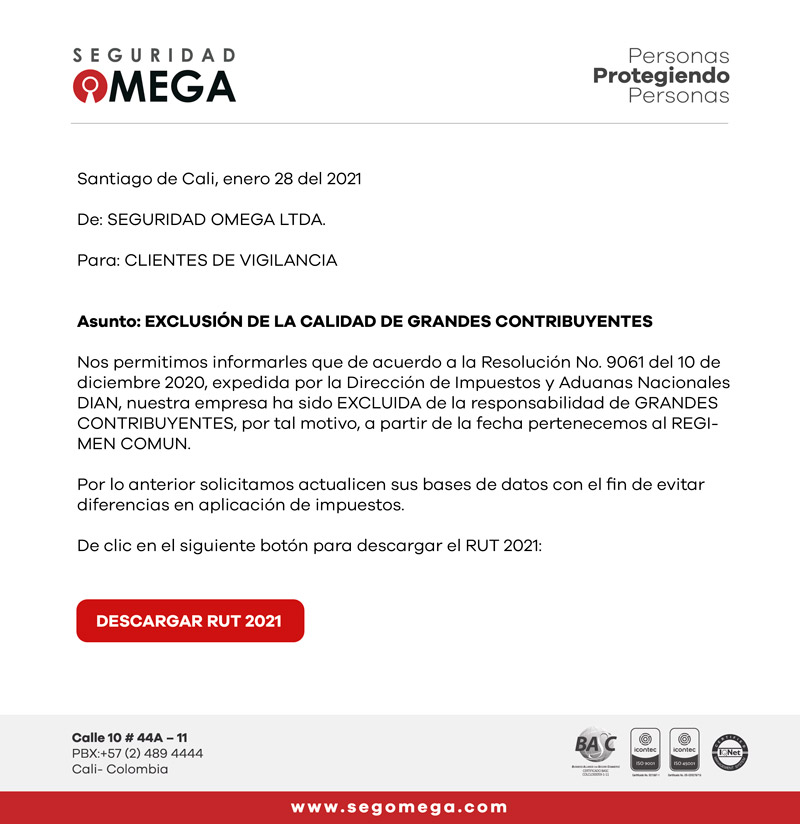 Exclusión de la calidad de grandres contribuyentes