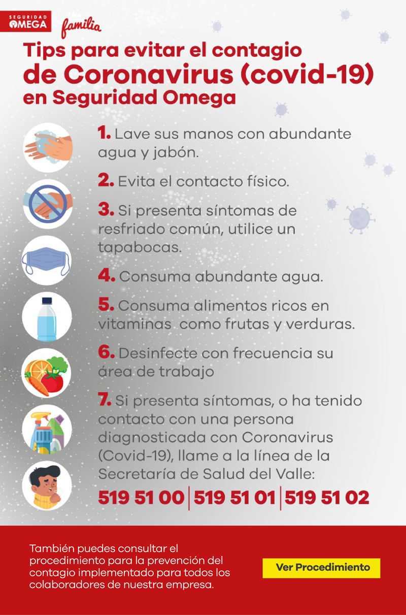 Tips para evitar el contagio de coronavirus en Seguridad Omega