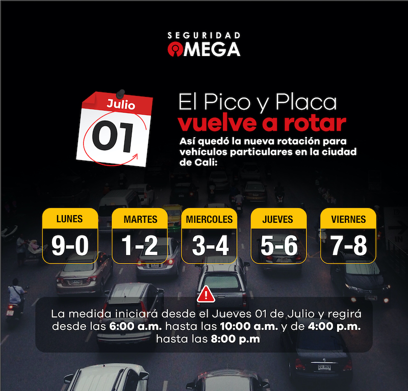 ⚠️ El pico y placa vuelve a rotar a partir de Mañana