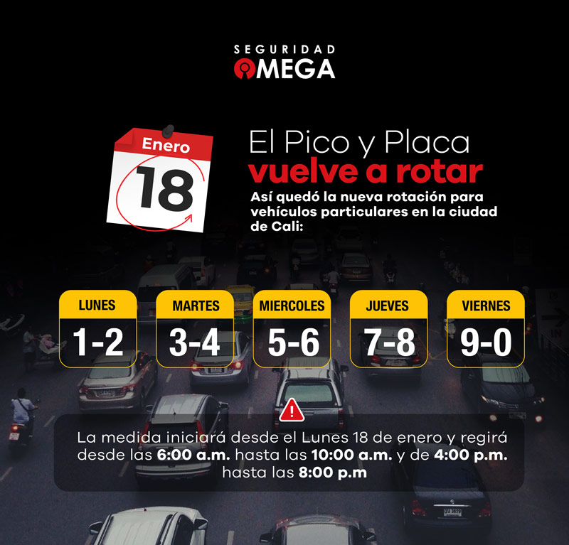 ⚠️ Esta es la nueva rotación del pico y placa