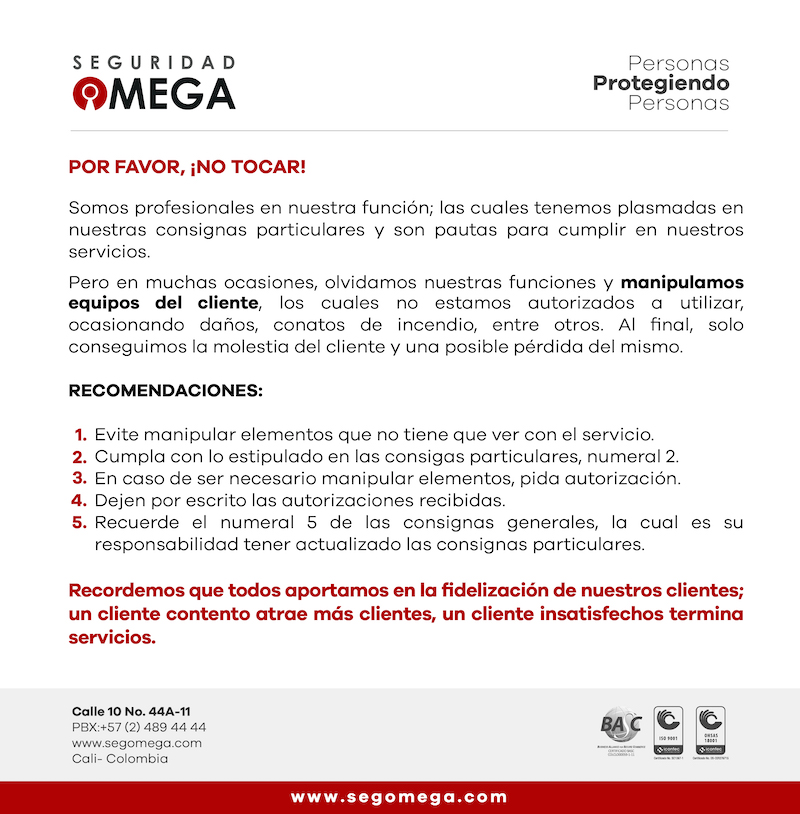 Por favor, ¡No tocar!