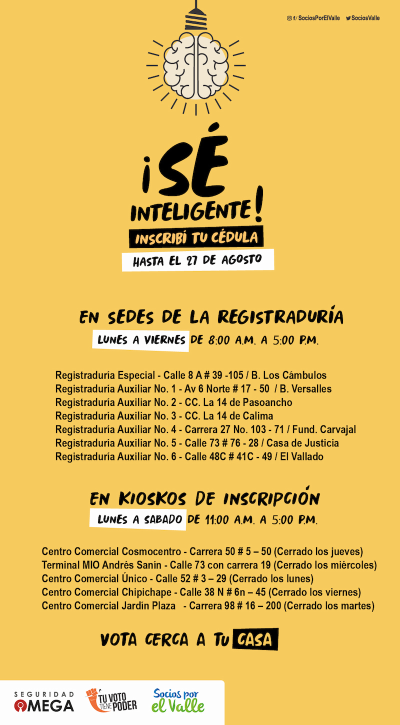Último plazo ¡Sé inteligente! Inscribí tu cédula hasta el 27 de agosto