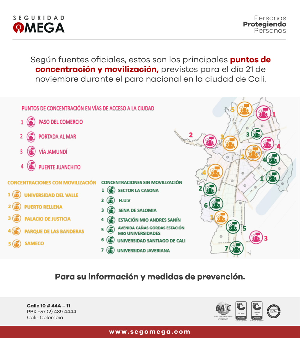 21 de Noviembre - Puntos de concentración y movilización