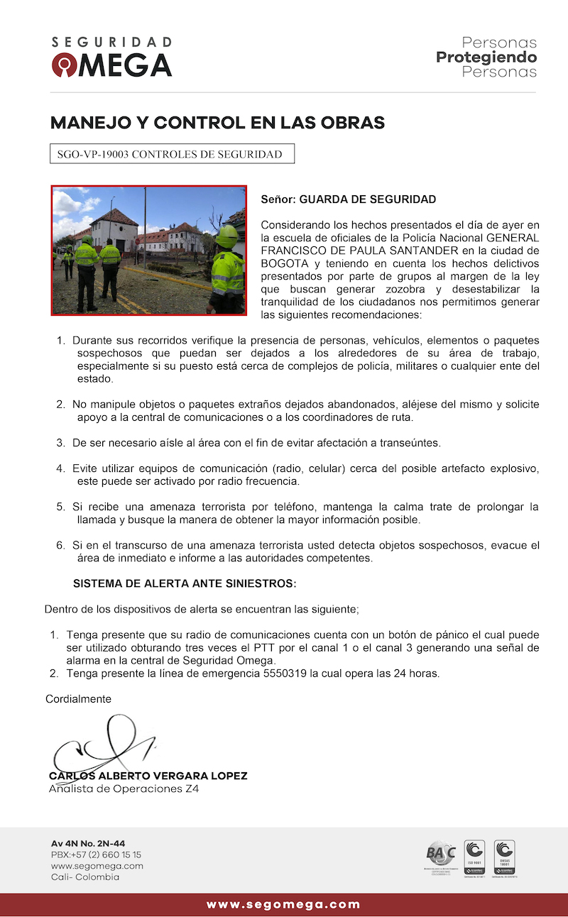 Manejo y Control en las obras